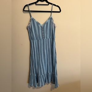 Aerie Midi Tiered blue striped dress Size: Large